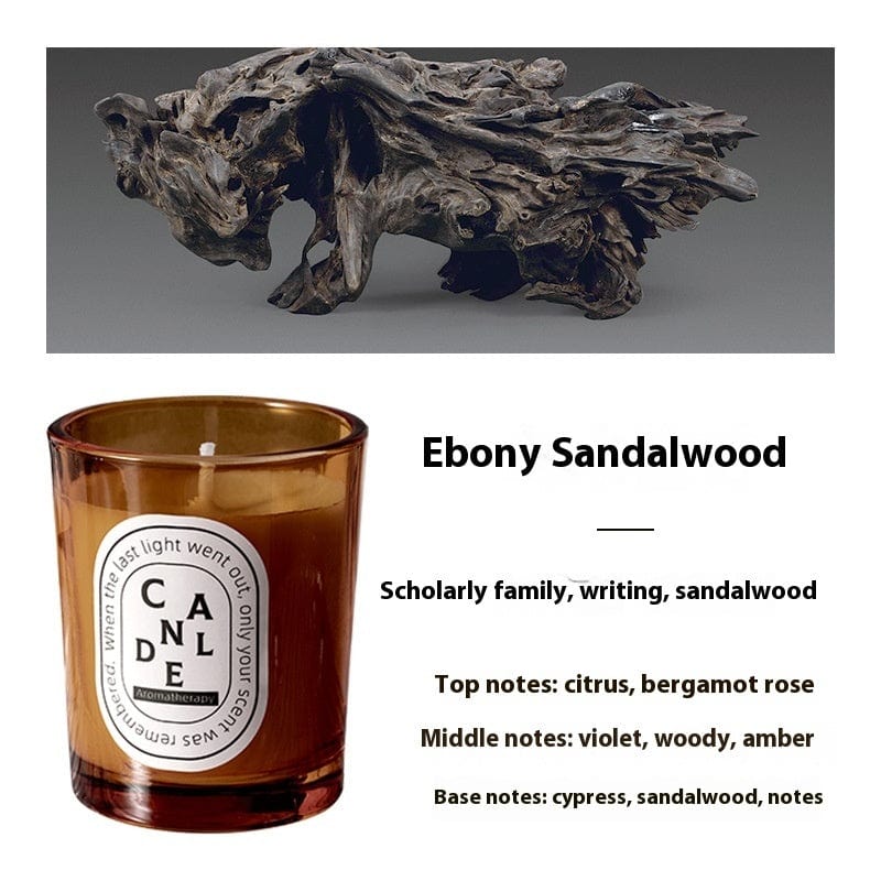 This & That Store Candles Ebony Sandalwood Amber Aromatherapy Colored Candle Glass