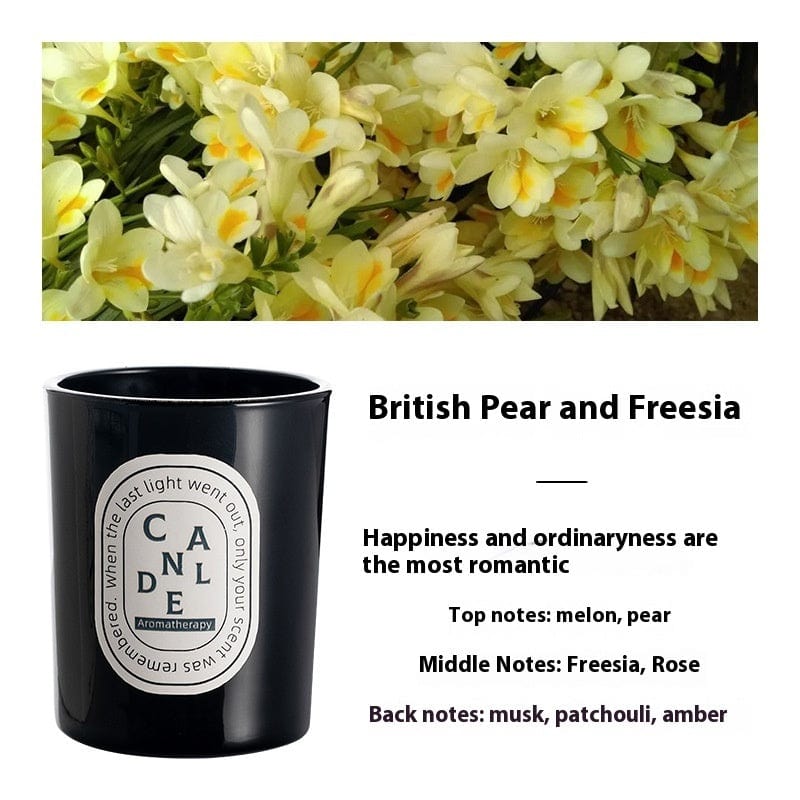 This & That Store Candles Freesia Bright Black Aromatherapy Colored Candle Glass