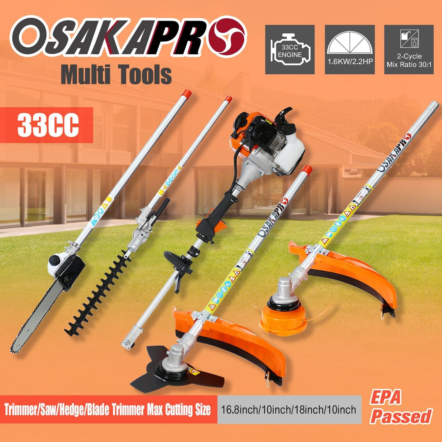 This & That Store Multi-Functional Garden Tools Red 4-in-1 Multi-Purpose Tool – 33cc Gas-Powered Lawn Care System