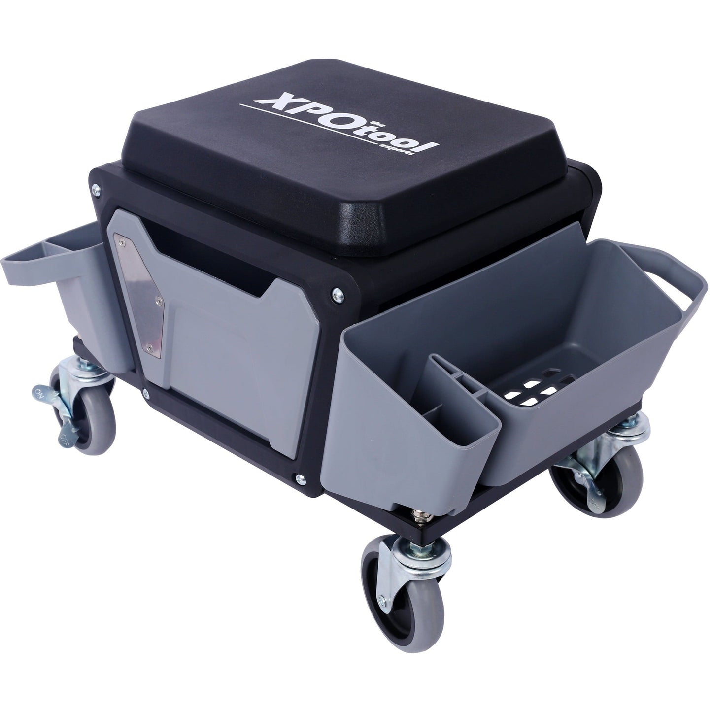 This & That Store Shop Equipment Grey Heavy Duty Rolling Mechanic Stool with Tool Tray | Garage Seat