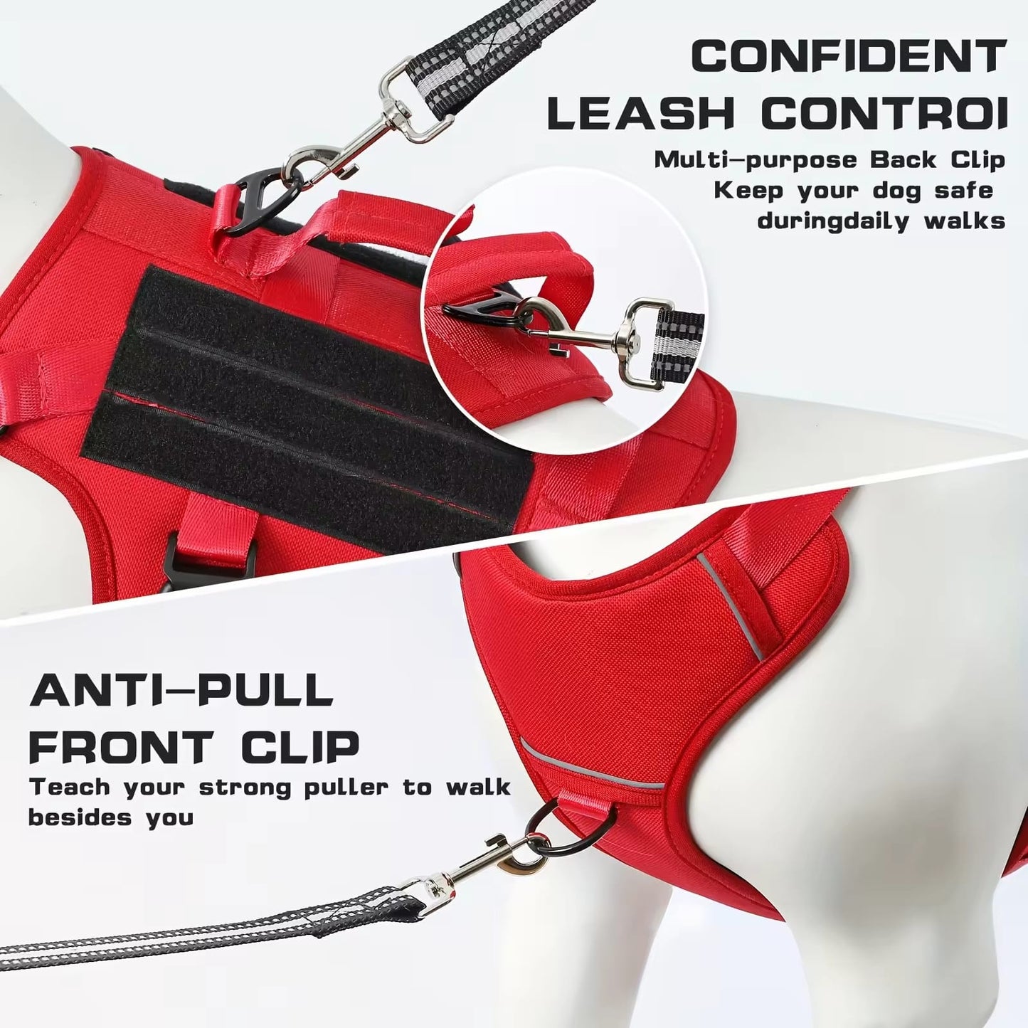 CJDropshipping Dog Harness Tactical No-Pull Dog Harness: Heavy Duty Reflective Vest