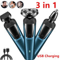 CJDropshipping Electric Shaver Blue Men's Electric Rotary Shaver Razor, Waterproof Wet Dry Cordless Trimmer