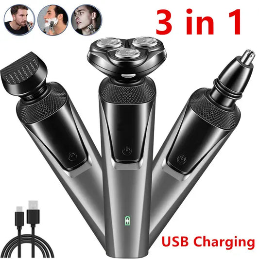 CJDropshipping Electric Shaver Men's Electric Rotary Shaver Razor, Waterproof Wet Dry Cordless Trimmer