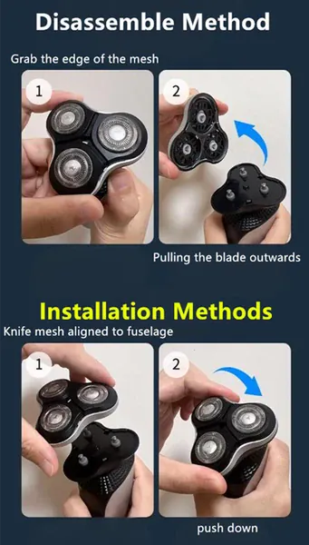 CJDropshipping Electric Shaver Men's Electric Rotary Shaver Razor, Waterproof Wet Dry Cordless Trimmer