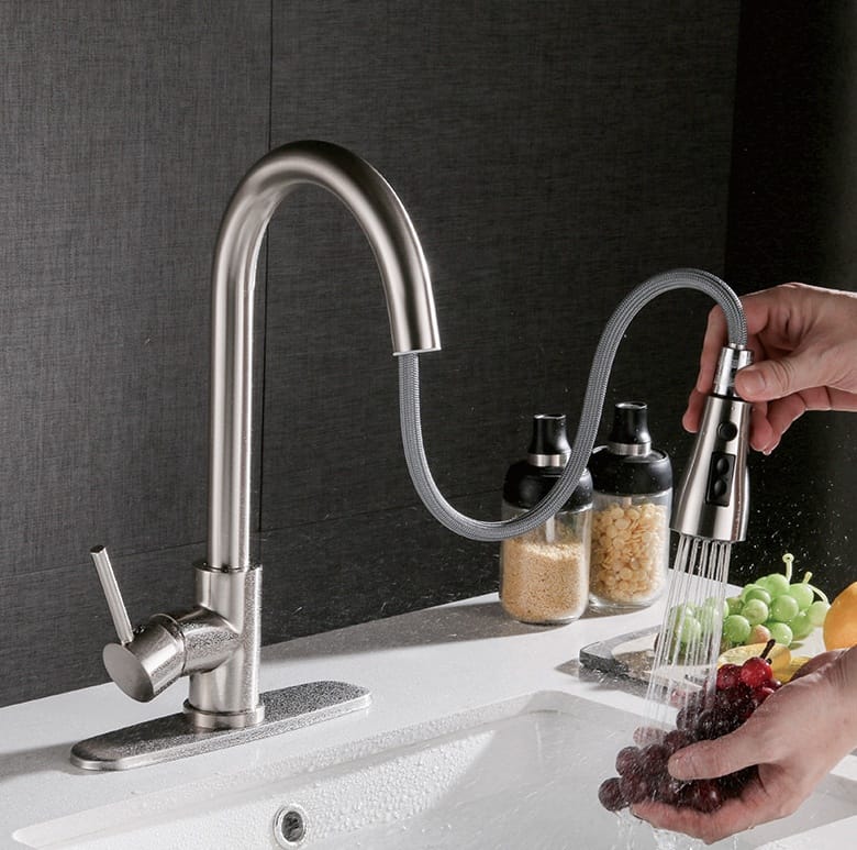 CJDropshipping Home Improvement / Kitchen Fixtures / Ki Pull-out Hot And Cold Household Kitchen And Dishwashing Brushed Copper Sink Faucet