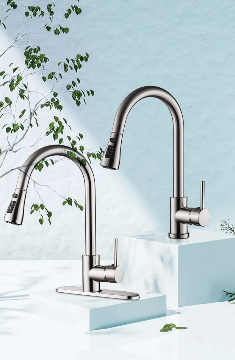 CJDropshipping Home Improvement / Kitchen Fixtures / Ki Pull-out Hot And Cold Household Kitchen And Dishwashing Brushed Copper Sink Faucet
