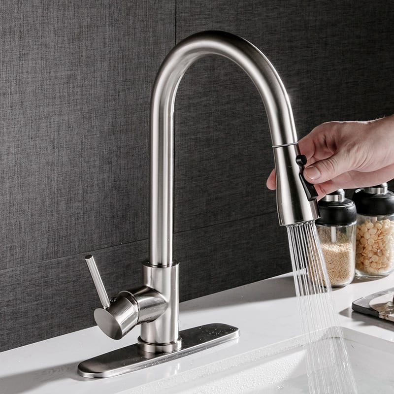 CJDropshipping Home Improvement / Kitchen Fixtures / Ki Pull-out Hot And Cold Household Kitchen And Dishwashing Brushed Copper Sink Faucet