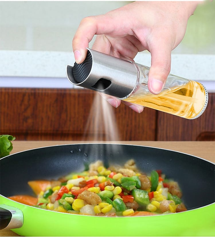 CJDropshipping Kitchen Utensils 2-in-1 Push-Type Oil Sprayer & Mister | Leakproof Cooking Oil Dispenser for Air Frying, Salad & Outdoor BBQ