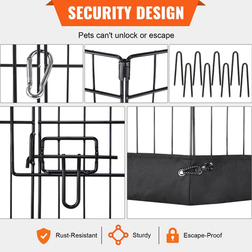 CJDropshipping Pet Supplies Black 8 Panel Foldable Metal Dog Playpen - Indoor Outdoor Exercise Pen & Puppy Crate