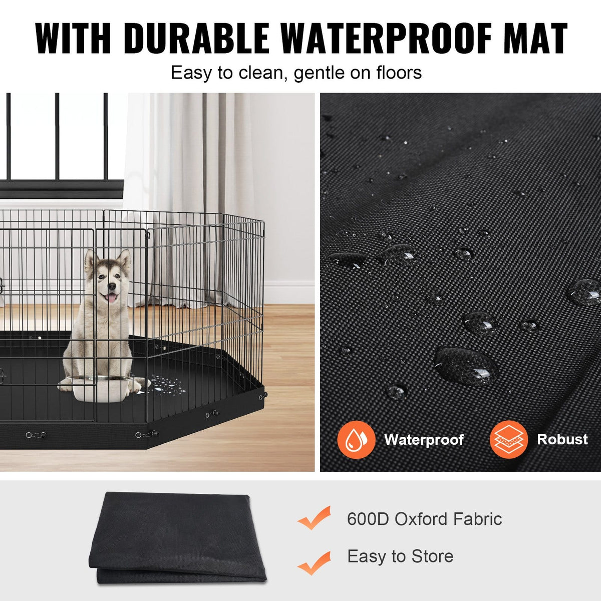 CJDropshipping Pet Supplies Black 8 Panel Foldable Metal Dog Playpen - Indoor Outdoor Exercise Pen & Puppy Crate