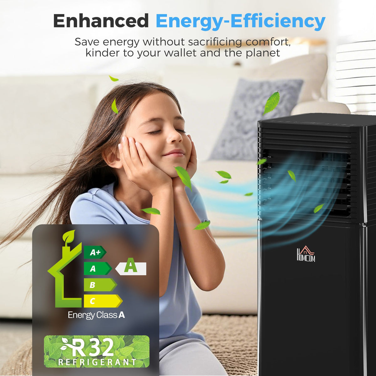 CJDropshipping Portable Air Conditioners & Cooling Appl Black / 380x374x880 mm 8000 BTU Portable Air Conditioner with Dehumidifier, Remote & 24H Timer