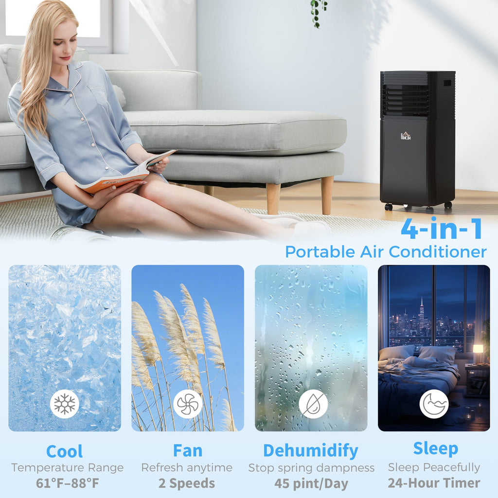 CJDropshipping Portable Air Conditioners & Cooling Appl Black / 380x374x880 mm 8000 BTU Portable Air Conditioner with Dehumidifier, Remote & 24H Timer
