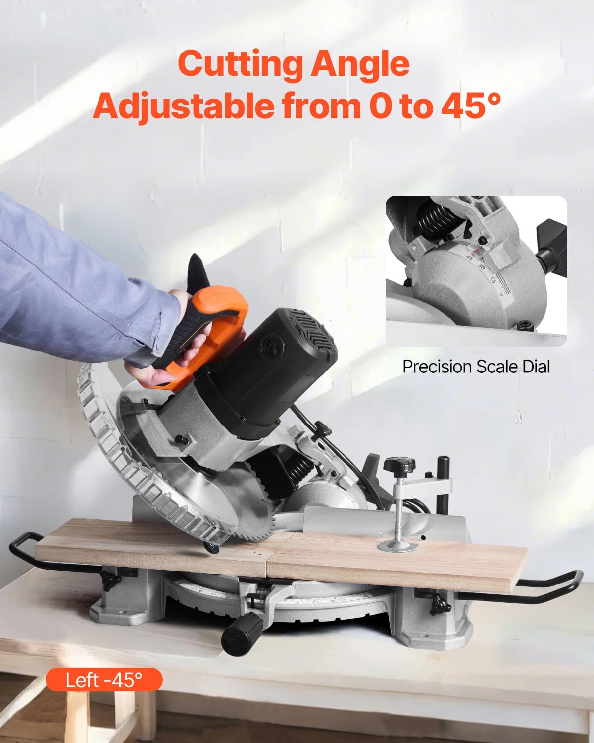 CJDropshipping Power Tools Metallic 10" Compound Miter Saw 15 Amp 60-Tooth Blade Single Bevel LED Guide Power Saw