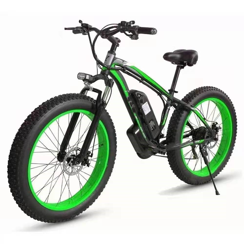Dropshipman Black green / EU Electric Bicycle Lithium Tram Snow Electric Mountain Bike 21 Speed