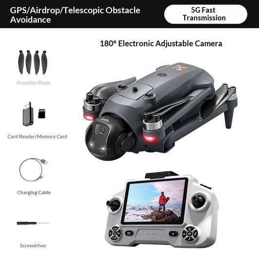 Dropshipman Camera Drone Dark Gray / Dual Electric Version GPS Smart Positioning Drone with Dual 4K Camera & Live Video