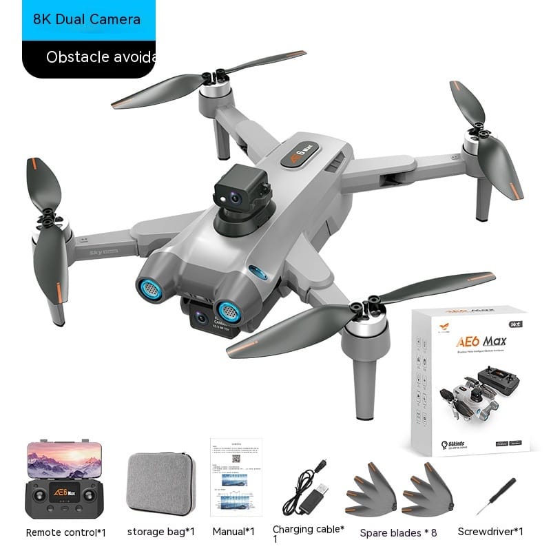 Dropshipman Camera Drone Gray 360 ° Obstacle Avoidance / Single Electric Version 8K HD GPS Drone with 360° Obstacle Avoidance & Brushless Motor