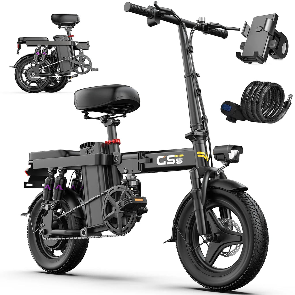 Dropshipman E-Bike Black / 10A  48V / United States UPlee GS5 740W Folding Electric Bike - 14" Fat Tire 48V 15Ah Adults