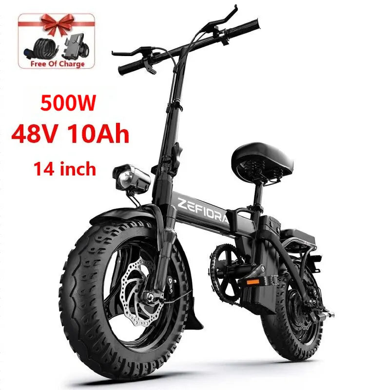 Dropshipman E-Bike Z10 Black 10Ah / United States / Black ZEFIORA Z10 Foldable Electric Commuter Bike | 48V Adult E-Bike