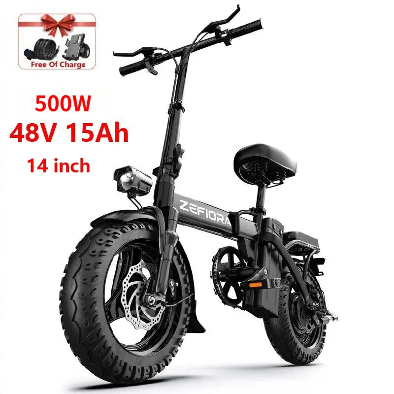 Dropshipman E-Bike Z10 Black 15Ah / United States / Black ZEFIORA Z10 Foldable Electric Commuter Bike | 48V Adult E-Bike