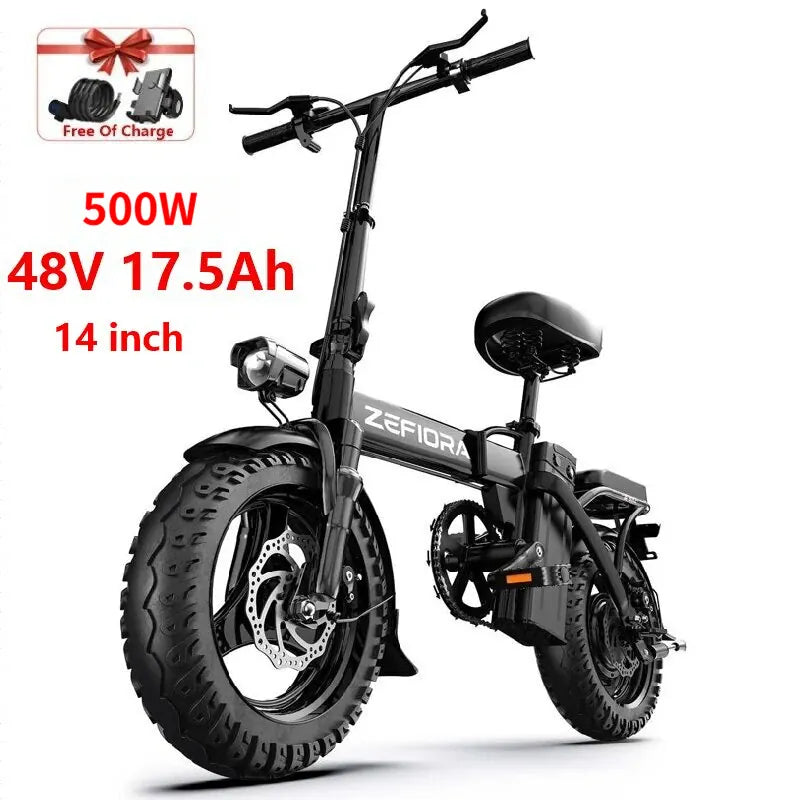 Dropshipman E-Bike Z10 Black 17.5Ah / United States / Black ZEFIORA Z10 Foldable Electric Commuter Bike | 48V Adult E-Bike