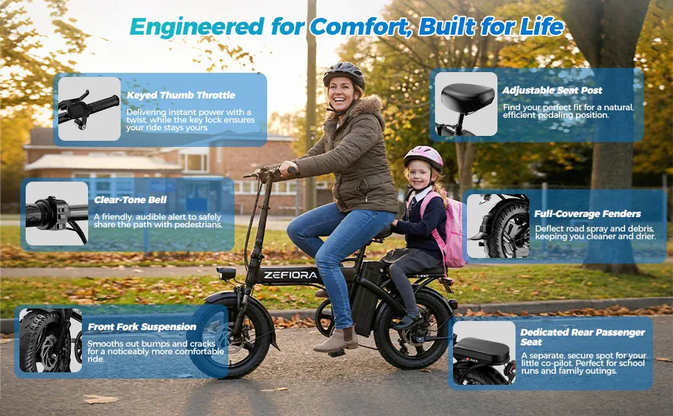 Dropshipman E-Bike ZEFIORA Z10 Foldable Electric Commuter Bike | 48V Adult E-Bike