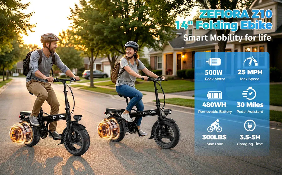 Dropshipman E-Bike ZEFIORA Z10 Foldable Electric Commuter Bike | 48V Adult E-Bike