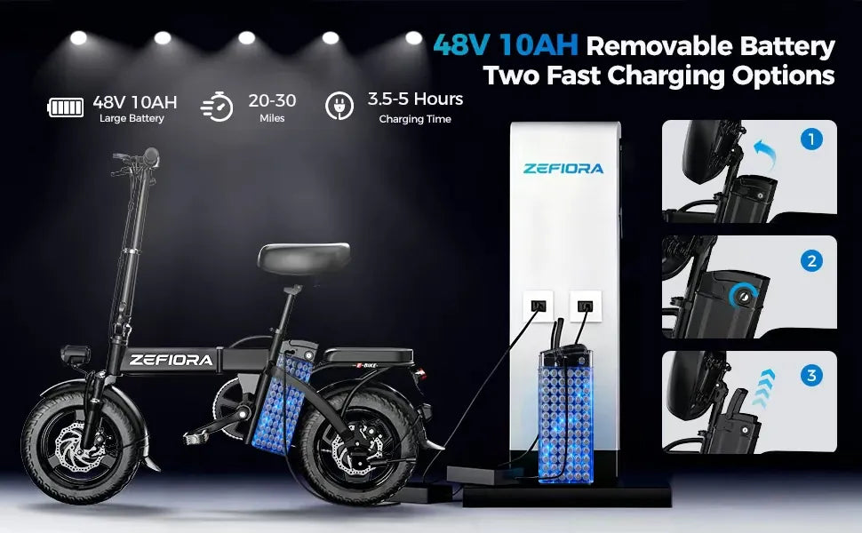 Dropshipman E-Bike ZEFIORA Z10 Foldable Electric Commuter Bike | 48V Adult E-Bike