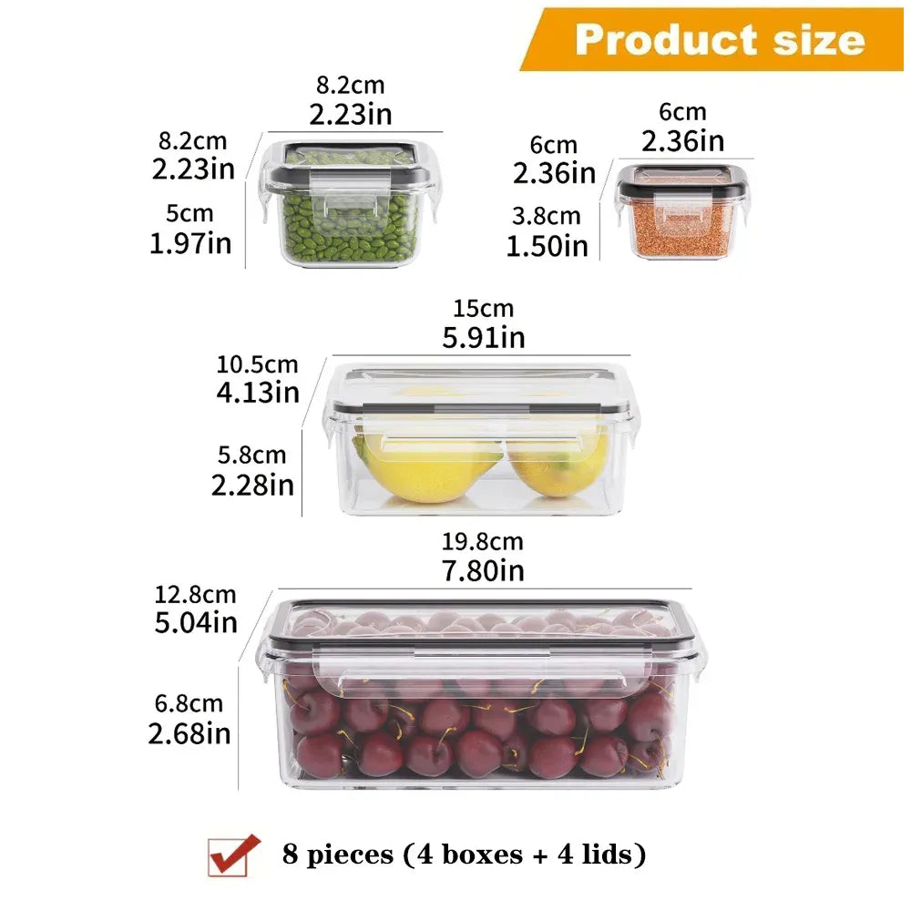 Dropshipman Food Storage Containers 8PCS 8-Piece Airtight Food Storage Containers with Locking Lids