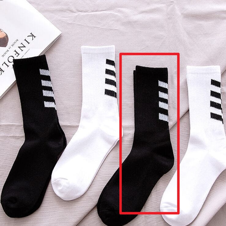 Dropshipman Mens Clothing Stripe Style / Black Mens Mid-calf Socks Athletic Style
