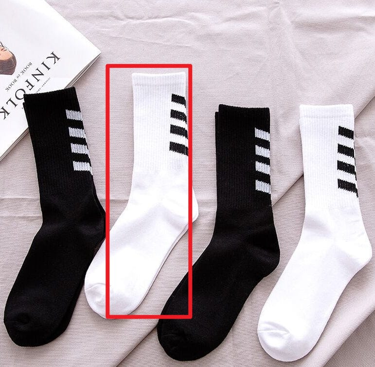 Dropshipman Mens Clothing Stripe Style / White Mens Mid-calf Socks Athletic Style