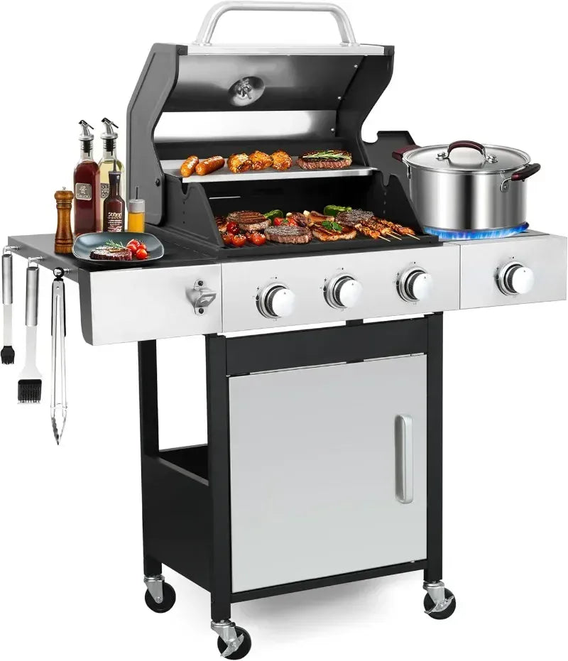 Dropshipman Outdoor Cooking Appliances 3-Burner / United States Premium 39000 BTU Propane Gas Grill with Side Burner