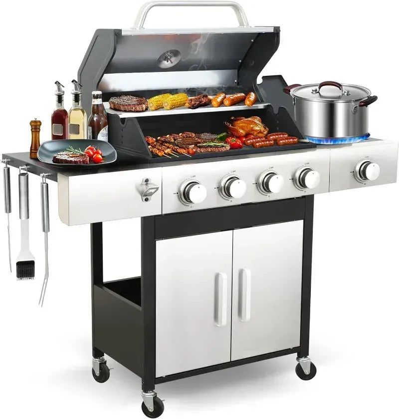 Dropshipman Outdoor Cooking Appliances 4-Burner / United States Premium 39000 BTU Propane Gas Grill with Side Burner