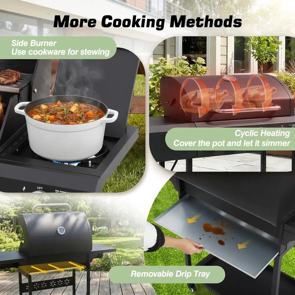 Dropshipman Outdoor Cooking Appliances as illustrated / United States 4-Burner Propane Gas Grill with Side Burner | 50,000 BTU Outdoor BBQ