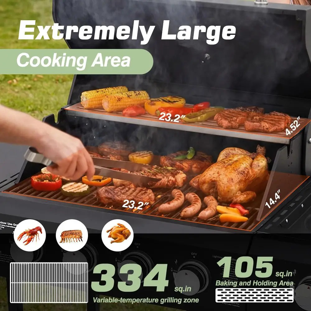 Dropshipman Outdoor Cooking Appliances as illustrated / United States 4-Burner Propane Gas Grill with Side Burner | 50,000 BTU Outdoor BBQ