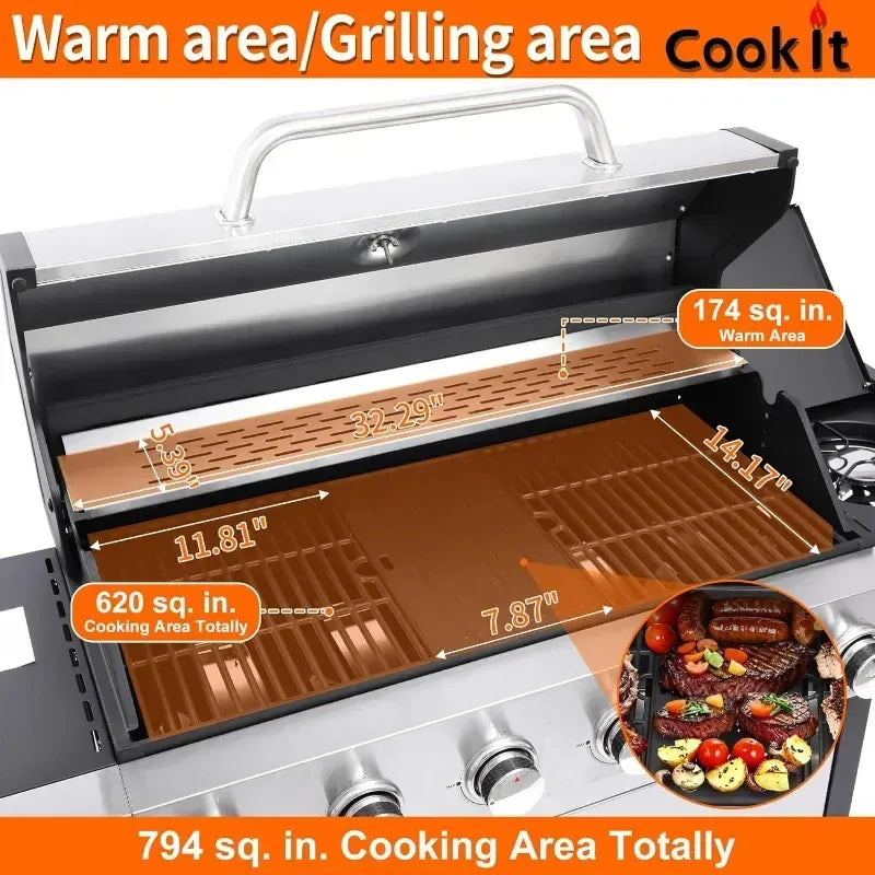 Dropshipman Outdoor Cooking Appliances Premium 39000 BTU Propane Gas Grill with Side Burner