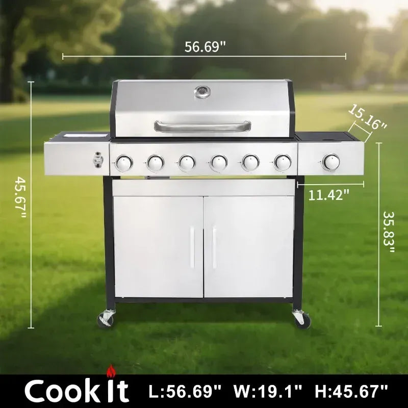 Dropshipman Outdoor Cooking Appliances Premium 39000 BTU Propane Gas Grill with Side Burner