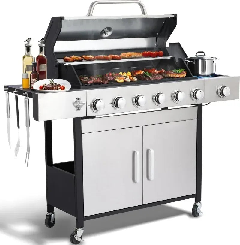 Dropshipman Outdoor Cooking Appliances Premium 39000 BTU Propane Gas Grill with Side Burner