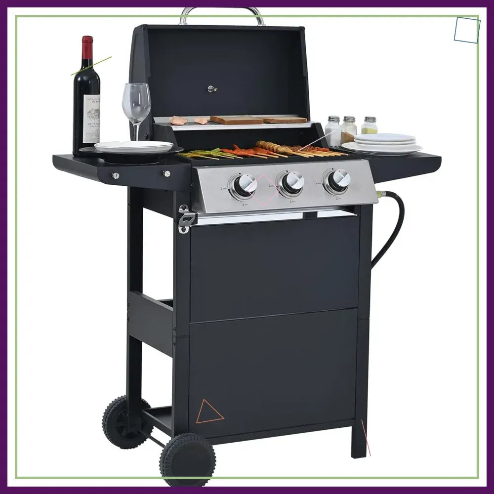 Dropshipman Outdoor Cooking Appliances United States 3-Burner Propane Gas Grill: 26,000 BTU Stainless Steel BBQ