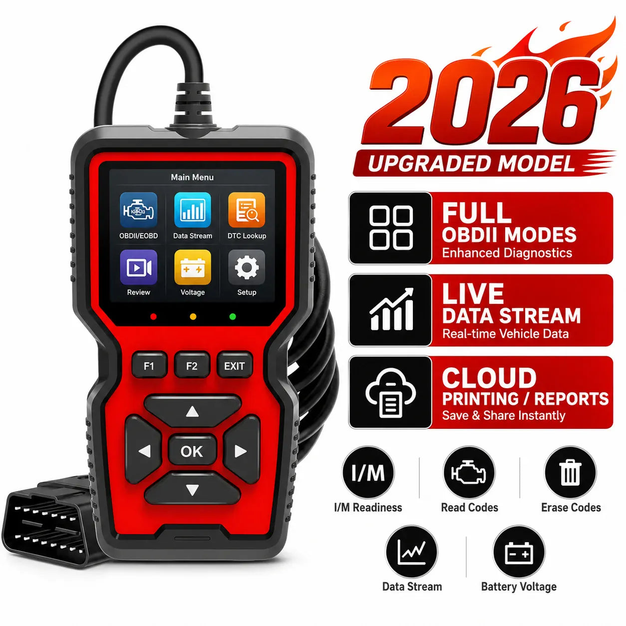Dropshipman Red V519 OBD2 Scanner & Universal Car Diagnostic Code Reader