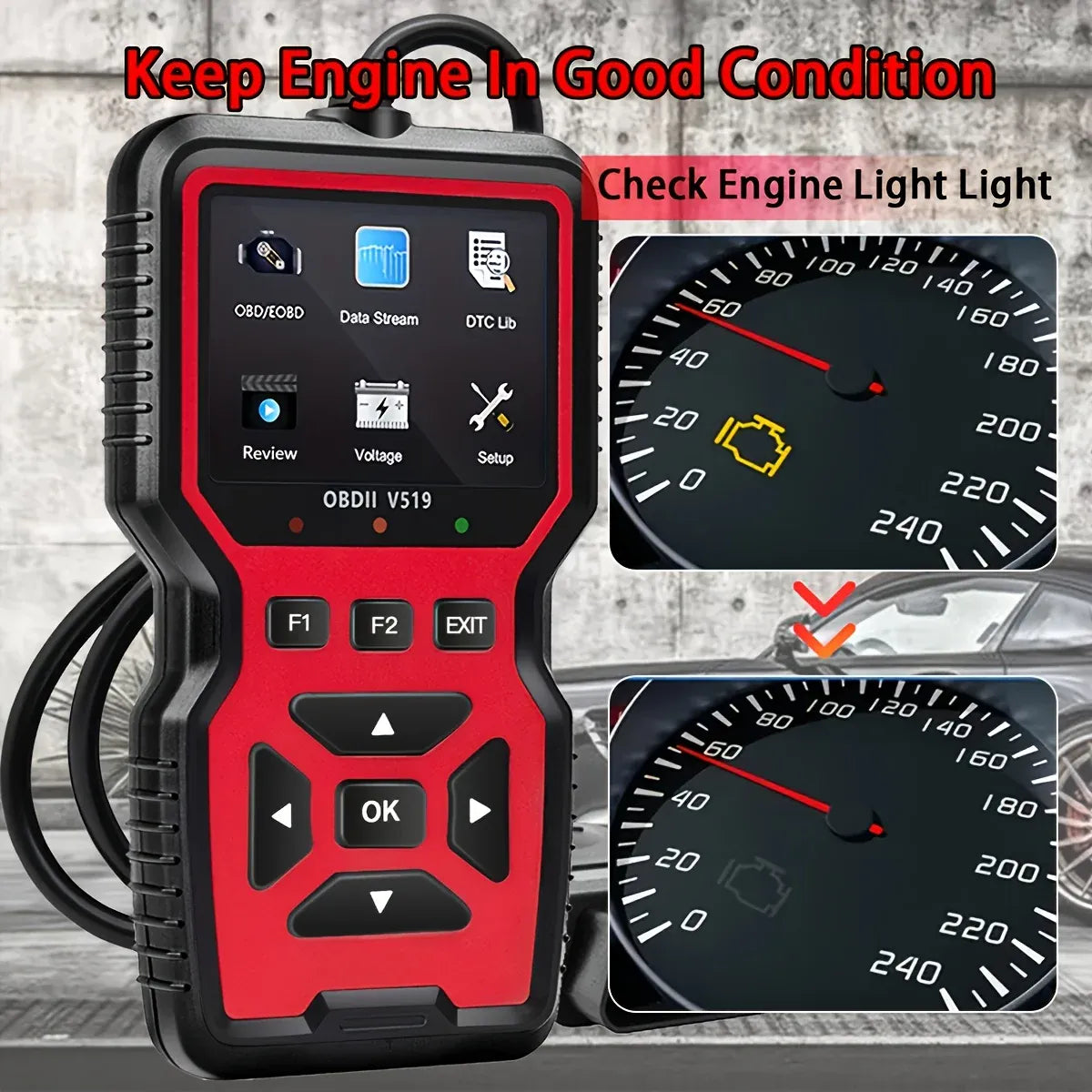 Dropshipman Red V519 OBD2 Scanner & Universal Car Diagnostic Code Reader