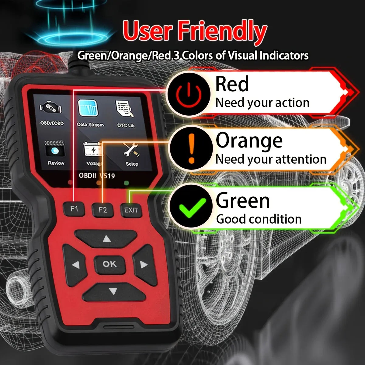 Dropshipman Red V519 OBD2 Scanner & Universal Car Diagnostic Code Reader