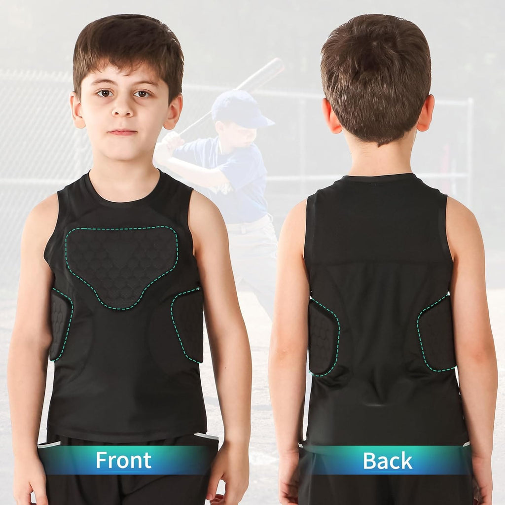 GUOZI Youth Sports Protective Apparel Youth Football Chest Protector Shirt Padded Compression Rib Guard Gear