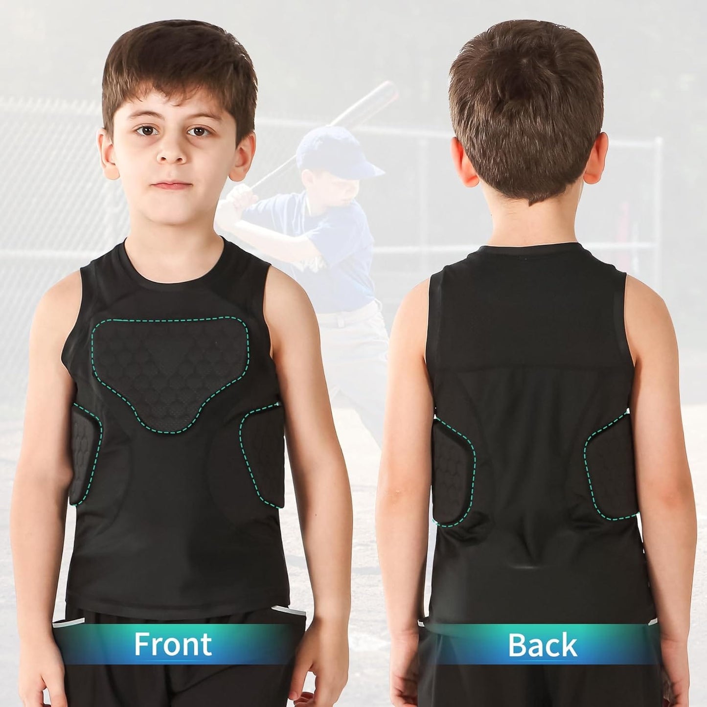 GUOZI Youth Sports Protective Apparel Youth Football Chest Protector Shirt Padded Compression Rib Guard Gear