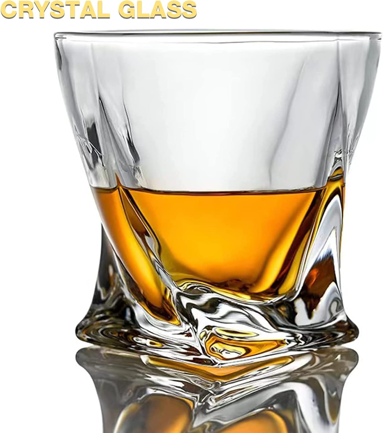 Mfacoy Drinkware Old Fashioned Whiskey Glasses Set of 4 with Ice Ball Molds Gift Box