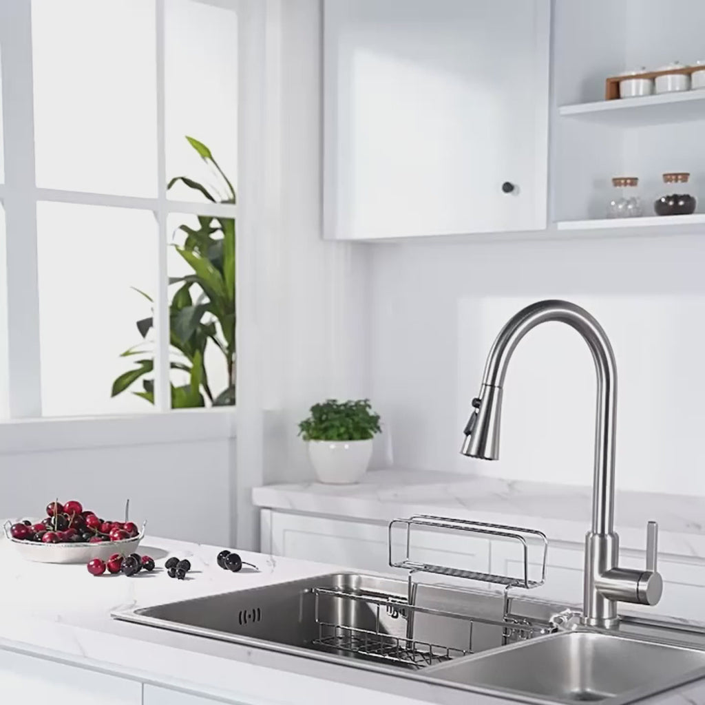 Pull-out Hot And Cold Household Kitchen And Dishwashing Brushed Copper Sink Faucet