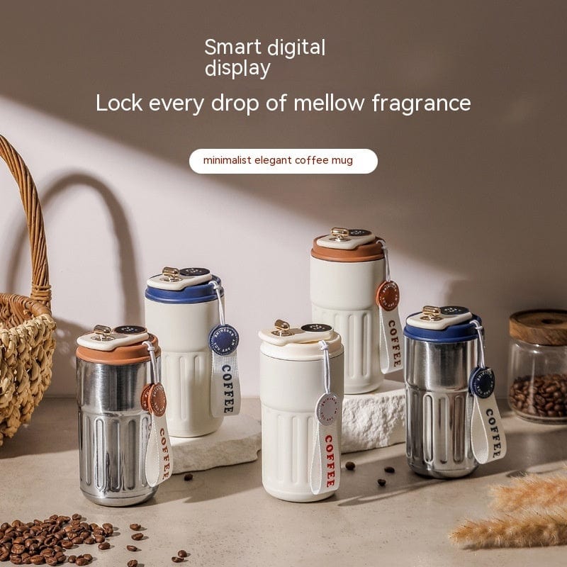 This & That Store Coffee Mug Smart Digital Thermos Bottle Portable Coffee Mug Stainless Steel Water Bottle In-Car Insulated Cup Keep Cold Vacuum Flasks 450ml