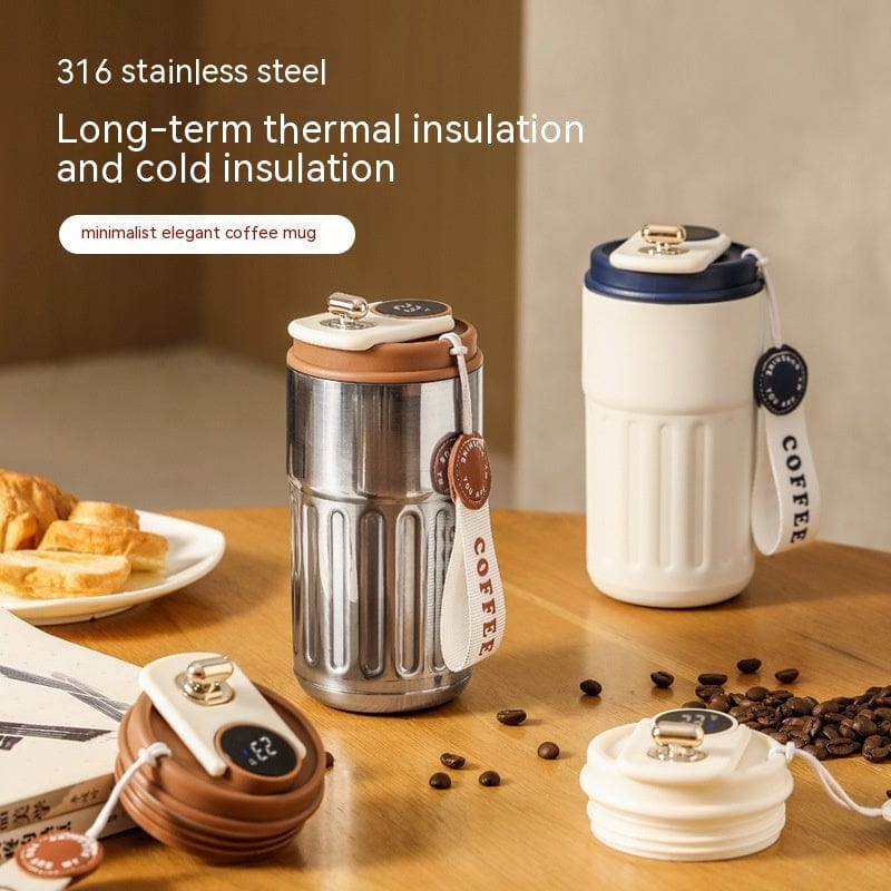 This & That Store Coffee Mug Smart Digital Thermos Bottle Portable Coffee Mug Stainless Steel Water Bottle In-Car Insulated Cup Keep Cold Vacuum Flasks 450ml
