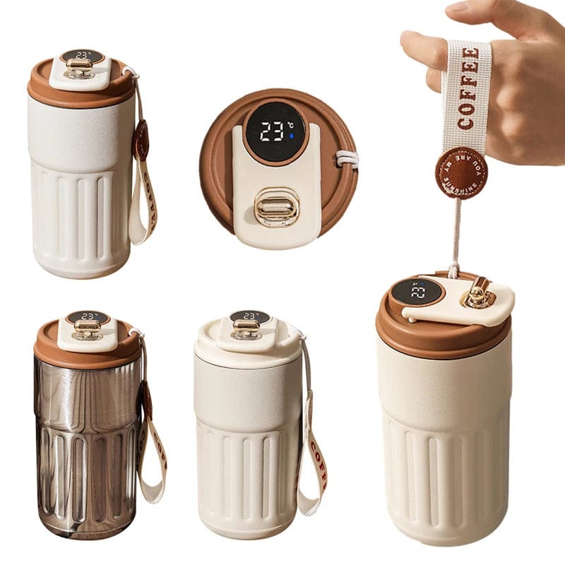 This & That Store Coffee Mug Smart Digital Thermos Bottle Portable Coffee Mug Stainless Steel Water Bottle In-Car Insulated Cup Keep Cold Vacuum Flasks 450ml