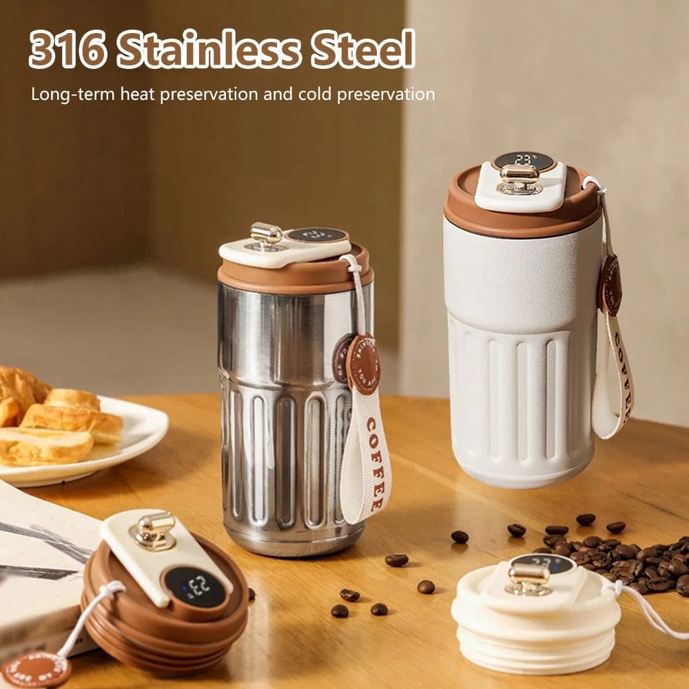 This & That Store Coffee Mug Smart Digital Thermos Bottle Portable Coffee Mug Stainless Steel Water Bottle In-Car Insulated Cup Keep Cold Vacuum Flasks 450ml