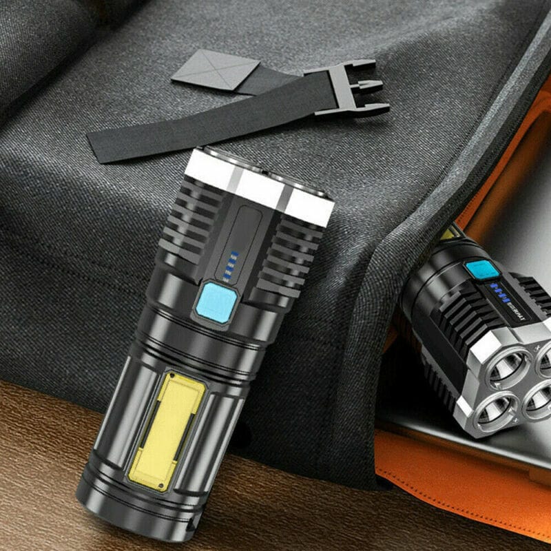 This & That Store Flashlight W12480379 Ultra-Bright LED Flashlight – USB Rechargeable, Long-Range 500m Beam, Waterproof, 4 Lighting Modes for Camping, Hiking, Emergency & Outdoor Use